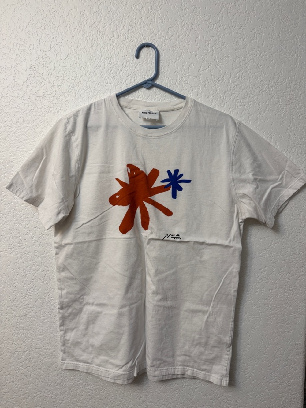 Norse Projects White Tee with Orange & Blue Graphic
